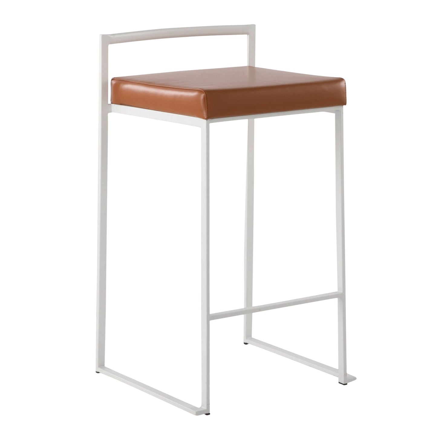 Fuji - Contemporary Stackable Counter Stool (Set of 2) - White / Camel