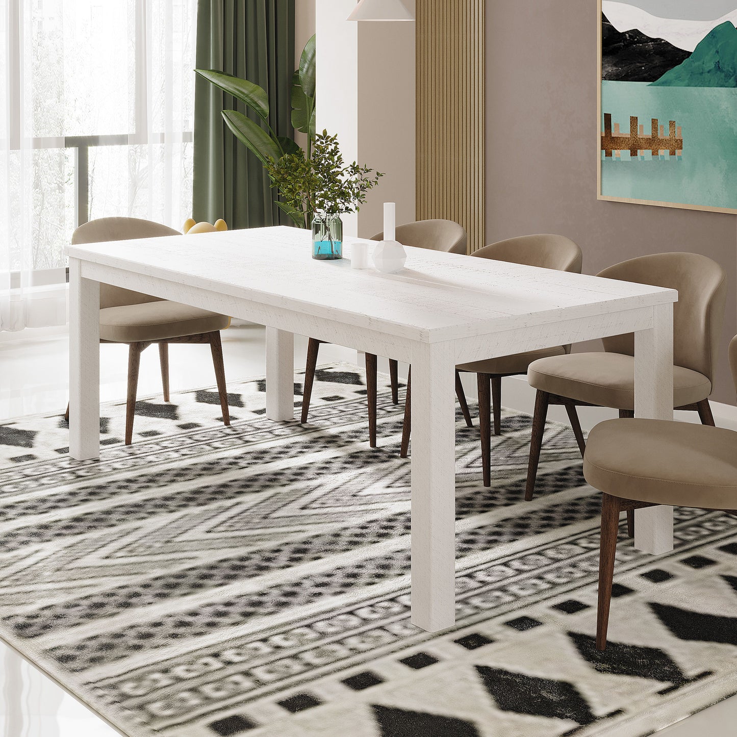 Albany - Solid Wood Dining Table For 6, Small Kitchen Table, Dinner Table, Breakfast Table - White