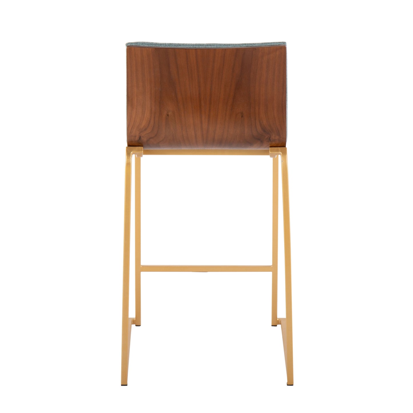 Mason Mara - Contemporary Fixed Height Counter Stool (Set of 2) - Gold / Walnut / Green
