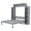 Queen Size Murphy Wall Bed With Shelves And LED Lights - Gray