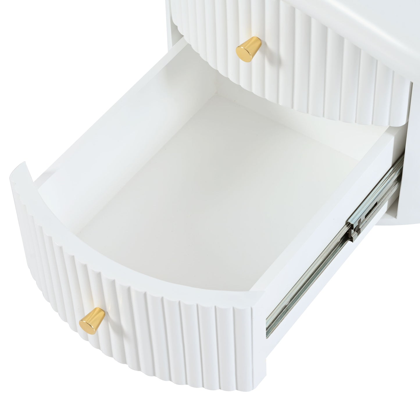 Cloud - Coffee Table (Set of 3), Irregular Shape Coffee Table With 2 Drawers, 2 Small Stools For Living Room - White