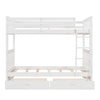 Twin Over Twin Bunk Bed With Ladders And 2 Storage Drawers - White