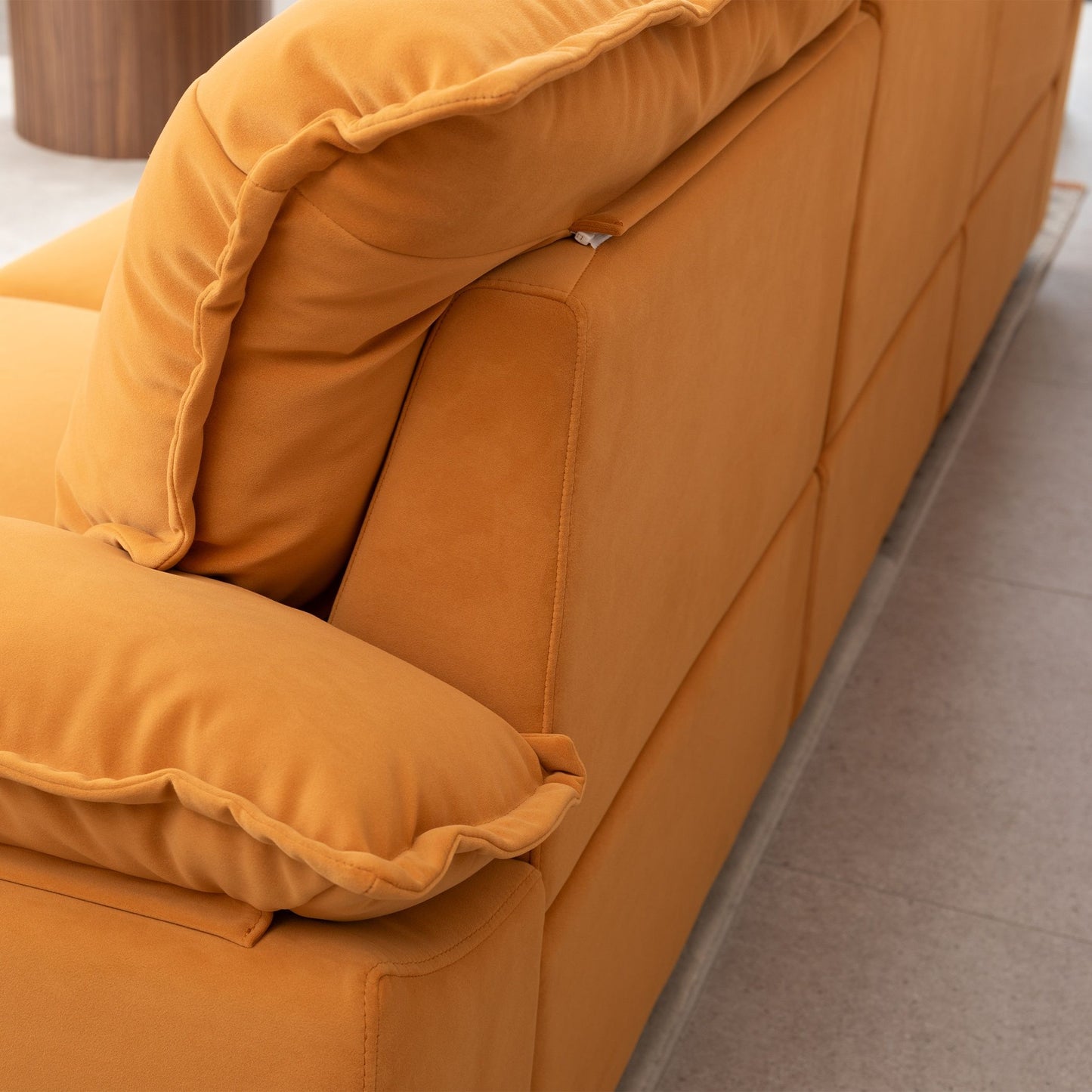 Contemporary Fabric Sofa With Removable Pillowcase And Backrest, Living Room Or Bedroom Use - Orange