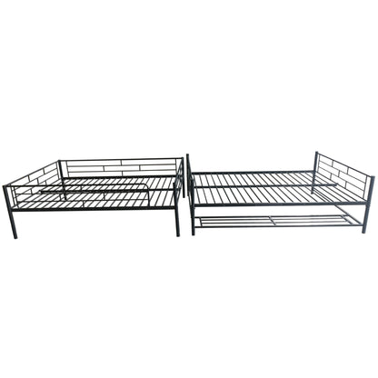 Full Over Full Bunk Bed With Shelf And Guardrails - Black