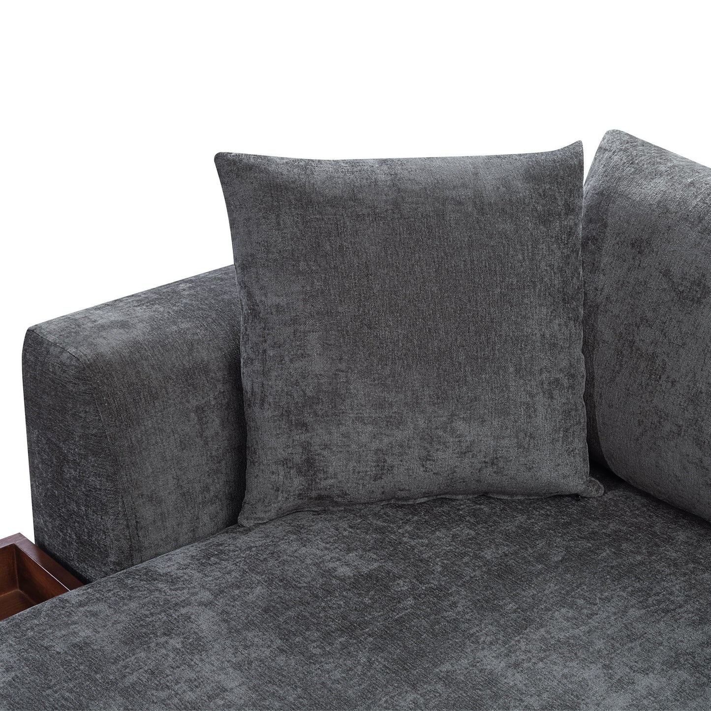 Modern L Shaped Sectional Sofa With Storage Chenille, Upholstered Couch - Gray