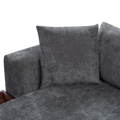 Modern L Shaped Sectional Sofa With Storage Chenille, Upholstered Couch - Gray