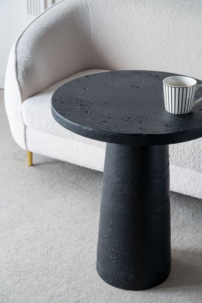 Round Side Table With Pedestal Base - Black