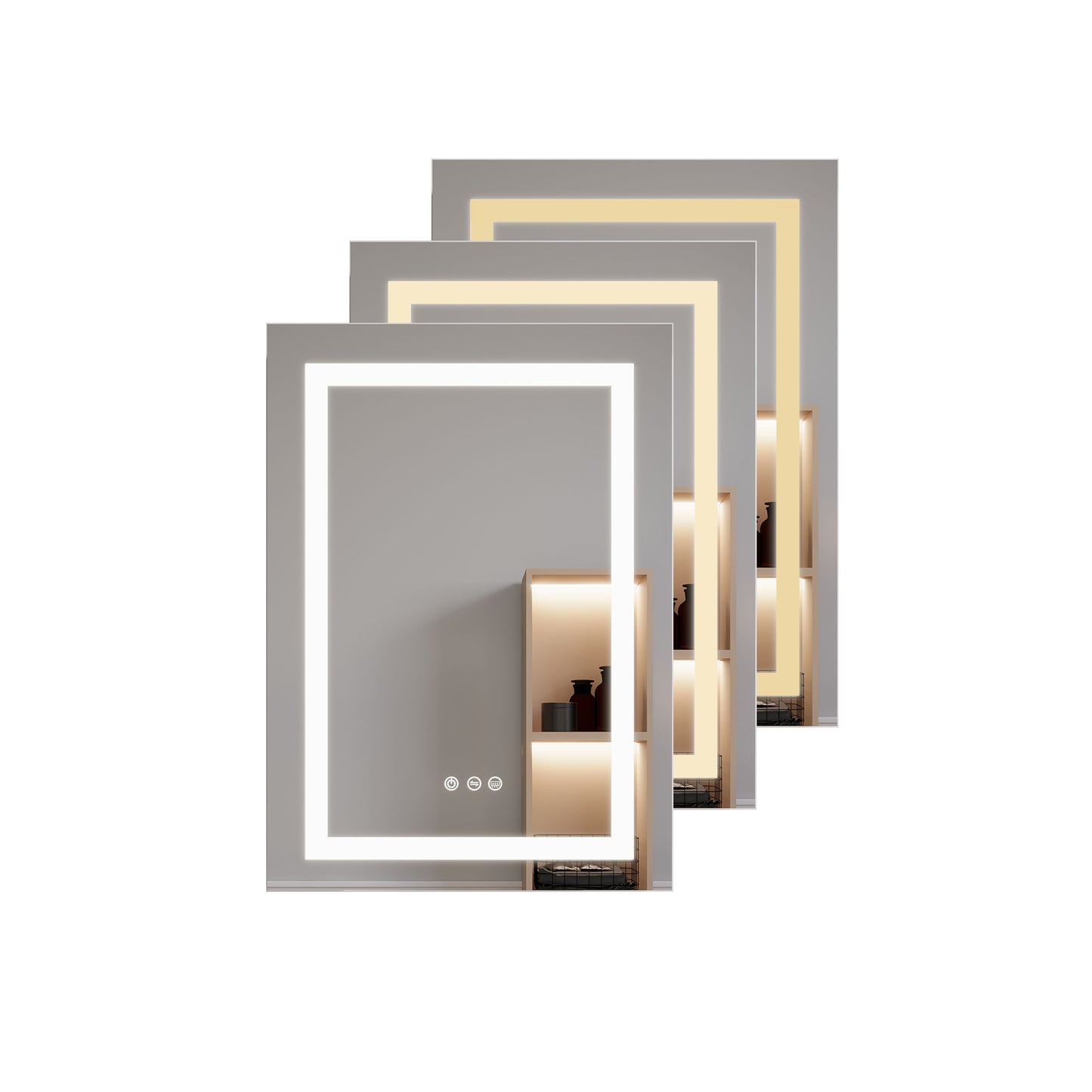 26" X 20" Bathroom Medicine Cabinet With LED Mirror, Anti-Fog, Waterproof, 3000K~6000K Single Door Lighted Bathroom Cabinet With Touch Swich, Dimmable, Recessed Or Surface Mount (Left Door) - Silver