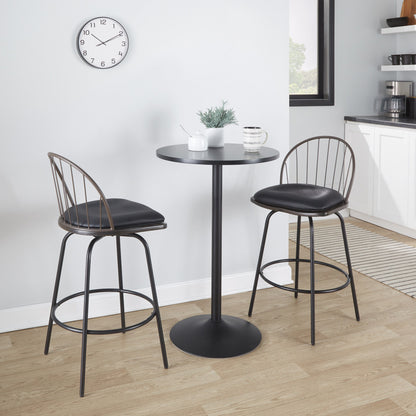Riley - Claire Farmhouse Fixed Height Counter Stool With Swivel With Round Footrest (Set of 2) - Black / Bronze / Walnut / Brown