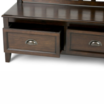 Burlington - Entryway Storage Bench With Drawers - Mahogany Brown