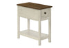 Accent End Table, 2 Tier, Narrow, Lamp, Storage Drawer, Transitional - White
