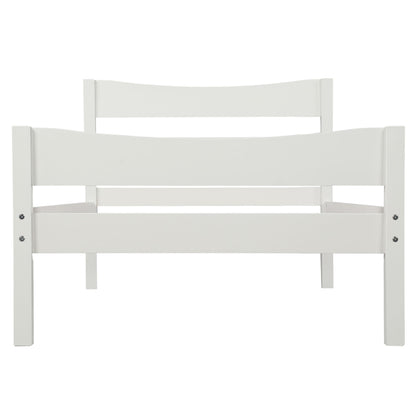 Twin Size Platform Bed With Headboard And Slat Support - White