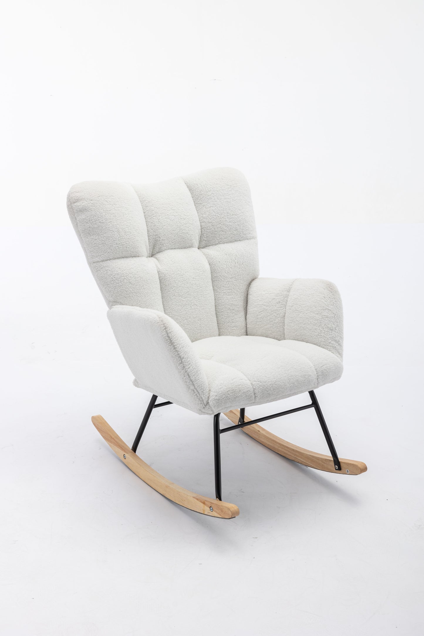 Teddy Fabric Rocking Gilder Nursery Chair For Living Room Indoor - Ivory