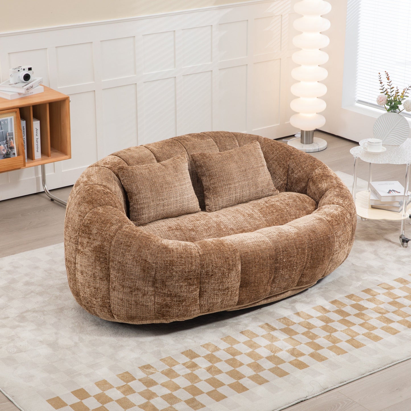 Bean Bag Sofa Lazy Sofa Durable Comfort Lounger High Back Bean Bag Chair Couch - Coffee