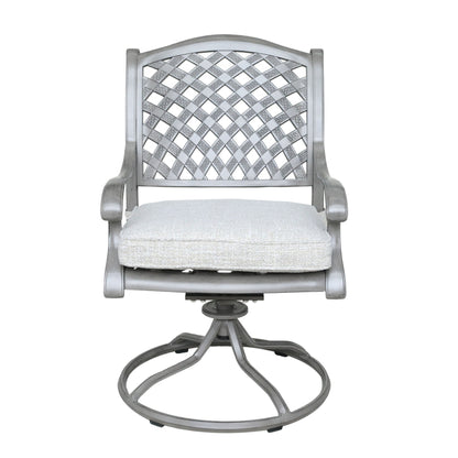 Outdoor Aluminum Swivel Rocker Dining Chairs With Cushions (Set of 2) - Golden Gauze