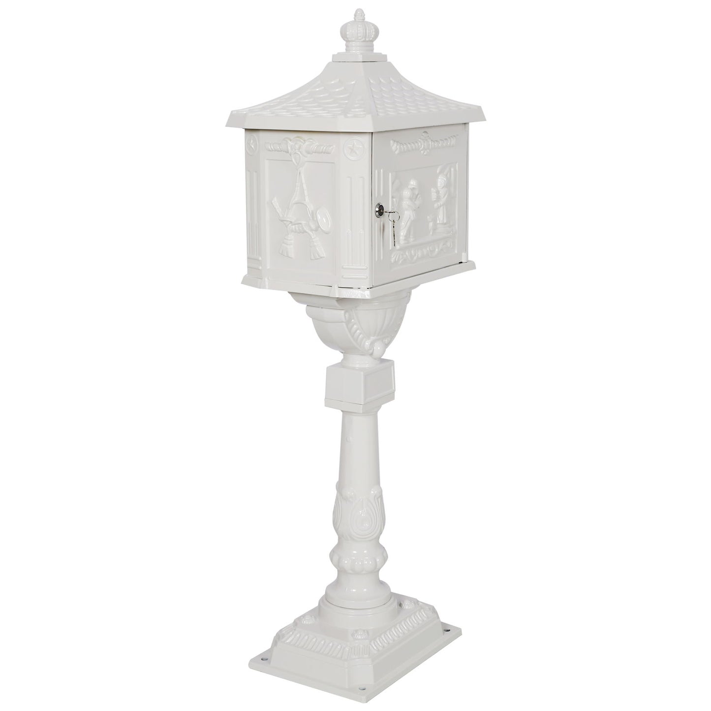 Cast Aluminum Mail Box, Postal Box, Mailbox - White