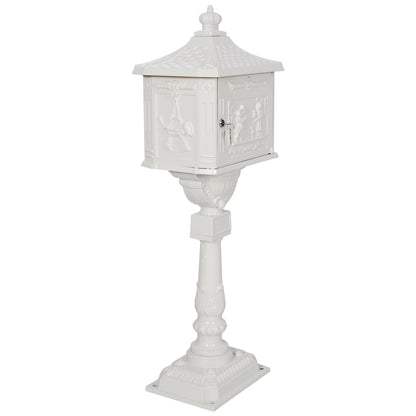 Cast Aluminum Mail Box, Postal Box, Mailbox - White