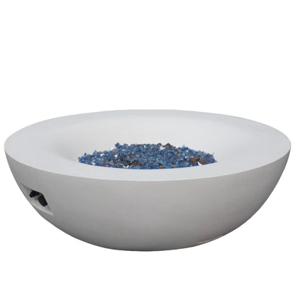 Outdoor Concrete Propane Gas Fire Pit Bowl - Antique White