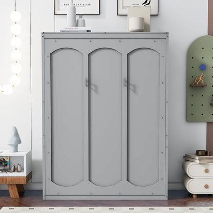 Full Size Murphy Wall Bed & Shelves - Gray