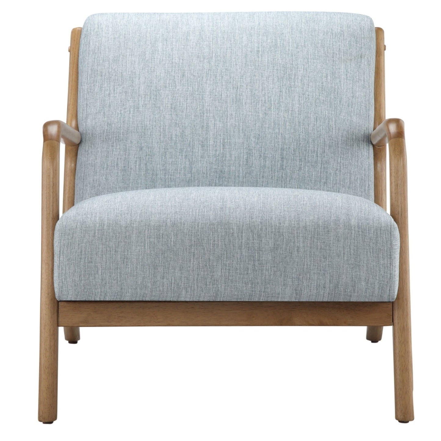 Lounge Chair Mid - Century Style Soft Upholstery Elm Wood - Light Blue