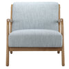 Lounge Chair Mid - Century Style Soft Upholstery Elm Wood - Light Blue