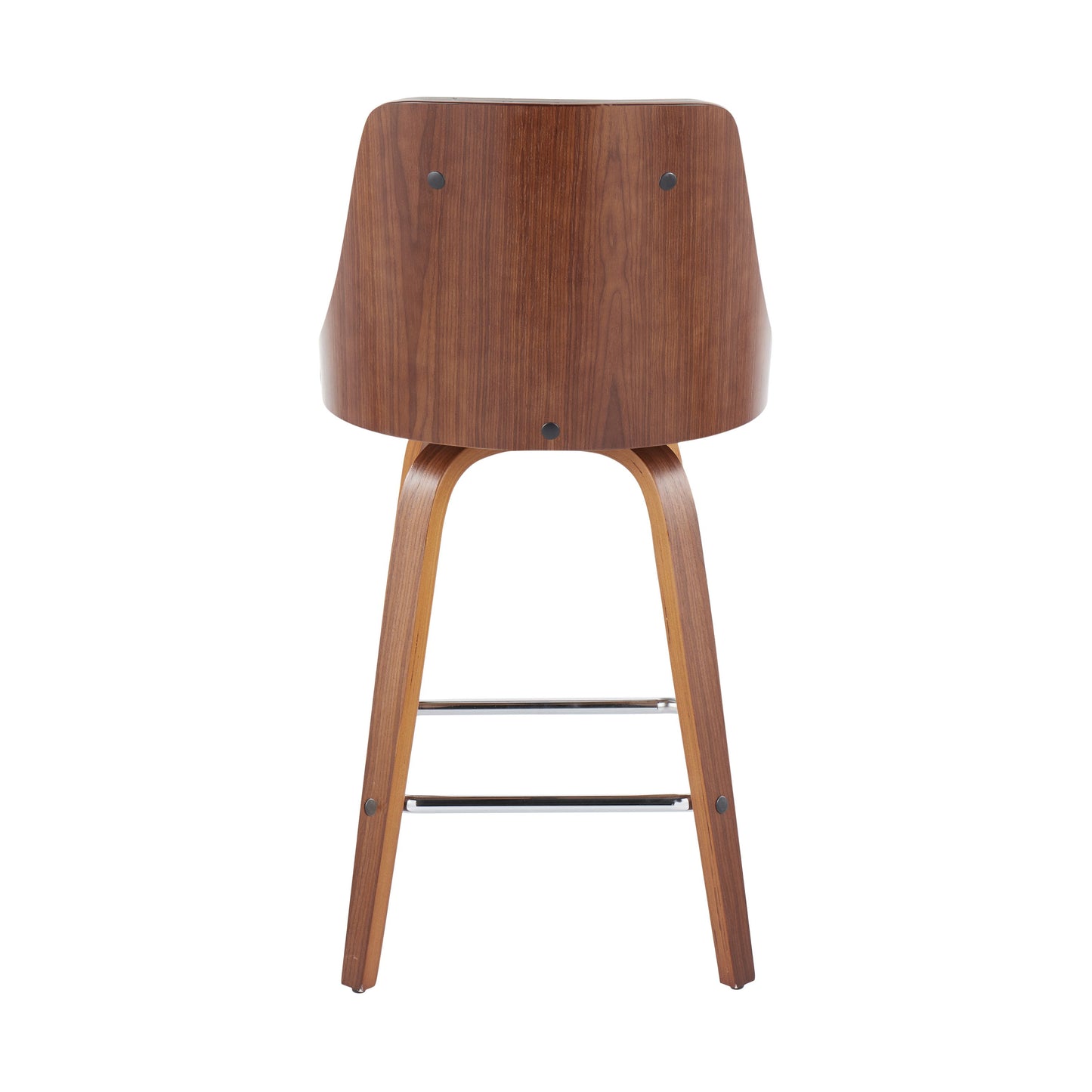 Gianna - Mid-Century Modern Fixed Height Counter Stool With Swivel With Square Footrest (Set of 2) - Walnut / Light Gray