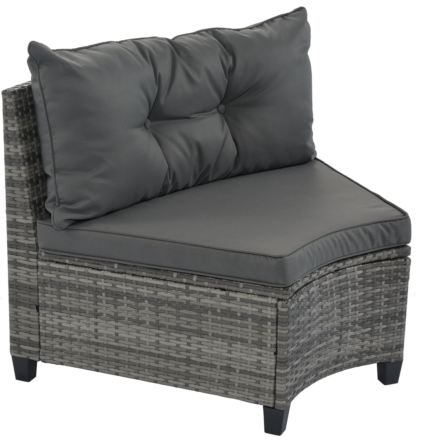 8 Pieces Outdoor Wicker Round Sofa Set, Half-Moon Sectional Sets All Weather, Curved Sofa Set With Rectangular Coffee Table, PE Rattan Water-Resistant And UV Protected, Movable Cushion - Gray