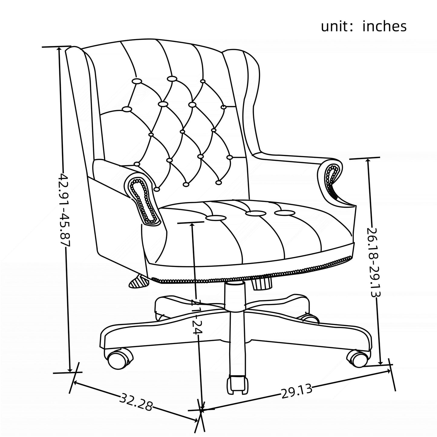 Executive Office Chair, High Back Reclining Comfortable Desk Chair With Smooth Glide Caster Wheels - Black