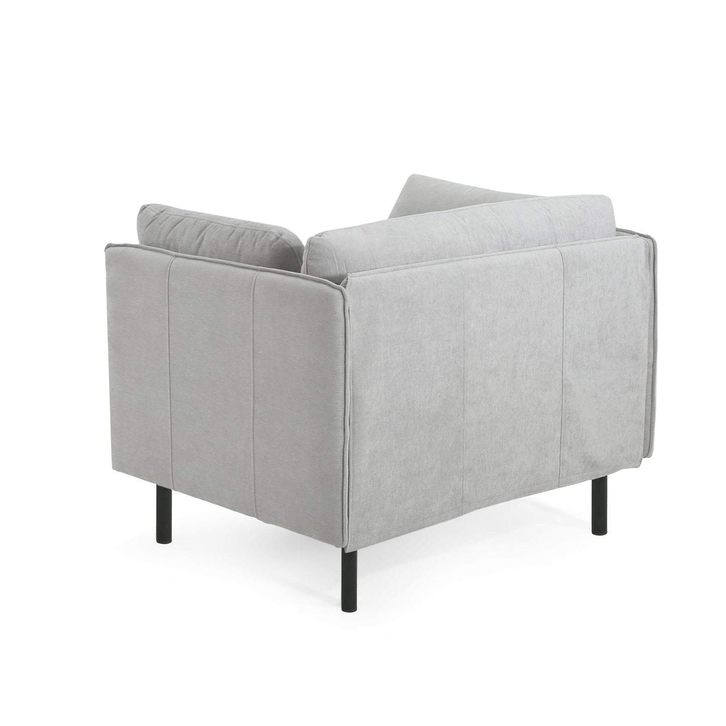 Vintage Lounge Chair With Polyester Upholstery, Solid Wood Frame & Steel Legs - Gray