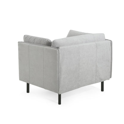 Vintage Lounge Chair With Polyester Upholstery, Solid Wood Frame & Steel Legs - Gray