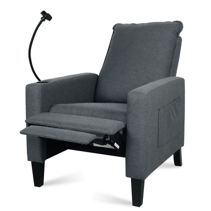 Recliner Chairs For Adults, Adjustable Recliner Sofa With Mobile Phone Holder & Cup Holder, Modern Reclining Chairs Fabric Push Back Recliner Chairs For Living Room, Bedroom - Gray