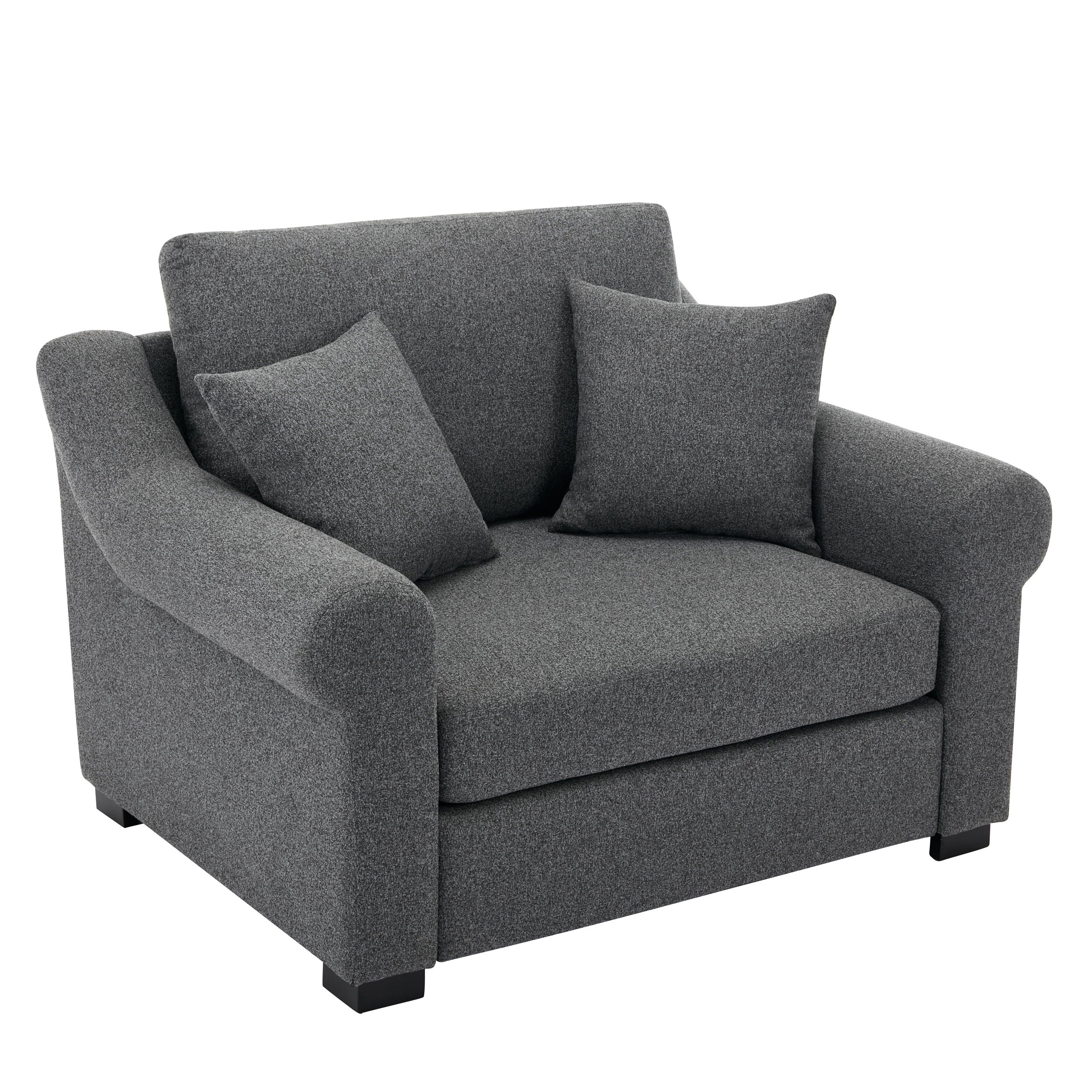 Modern Chenille Oversized Armchair, Chair And A Half, Single Sofa For Bedroom, Living Room, Wide - Gray
