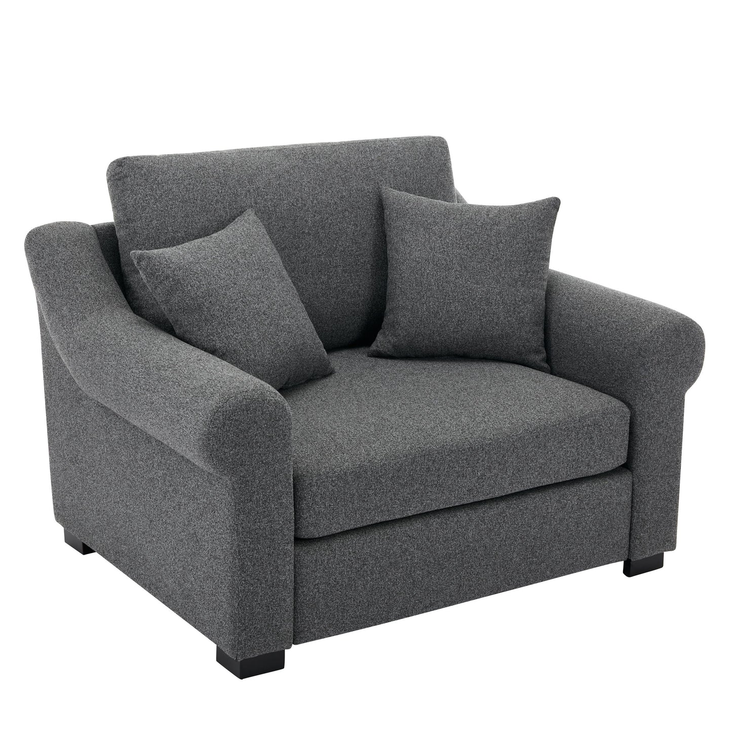 Modern Chenille Oversized Armchair, Chair And A Half, Single Sofa For Bedroom, Living Room, Wide - Gray