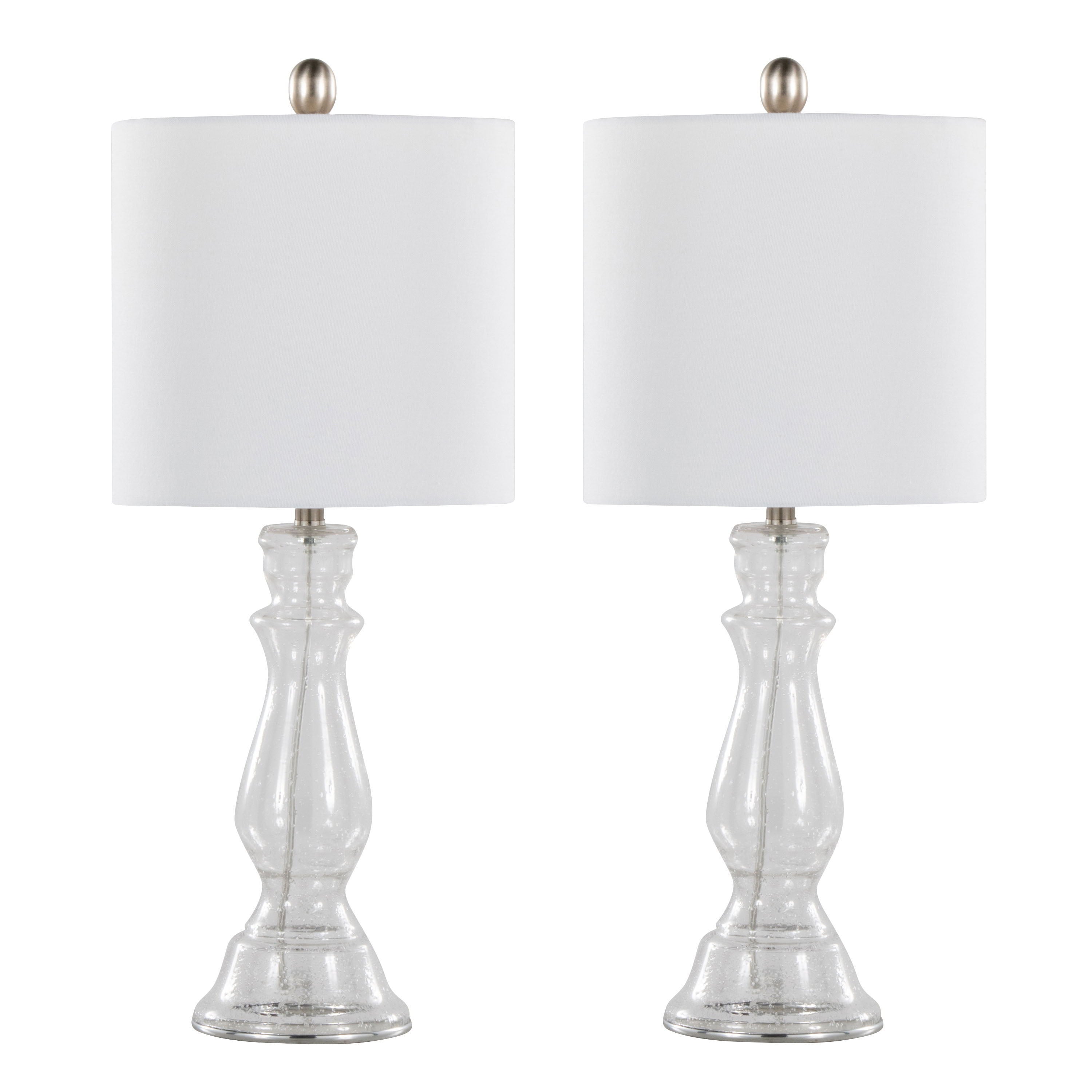 Bishop - Contemporary Table Lamp (Set of 2) - Clear / Nickel / White