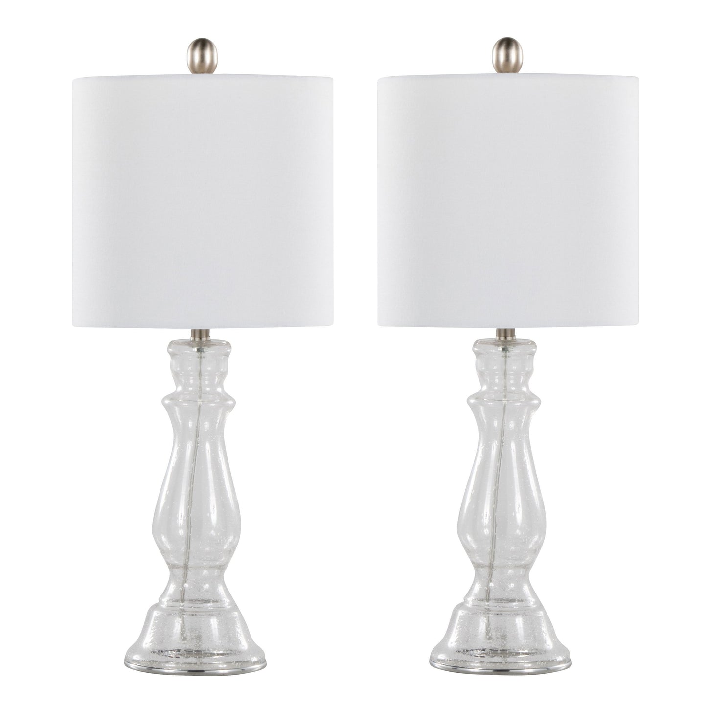 Bishop - Contemporary Table Lamp (Set of 2) - Clear / Nickel / White