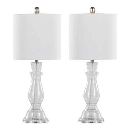 Bishop - Contemporary Table Lamp (Set of 2) - Clear / Nickel / White
