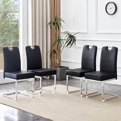 (Set of 4) Thickened Dining Chairs With Built In Spring Packages And Ergonomic Design Perfectly Blending Comfort And Elegance - Black