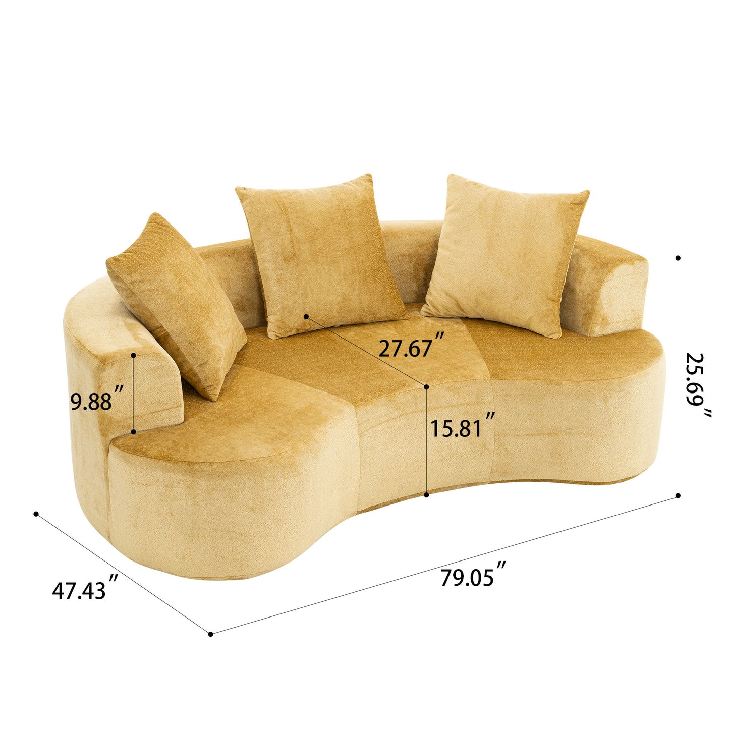 Modular Sectional Sofa With Chaise, Cloud Sectional Modern Sleeper Couch With Deep Seat, Sponge Compression Sofas - Yellow