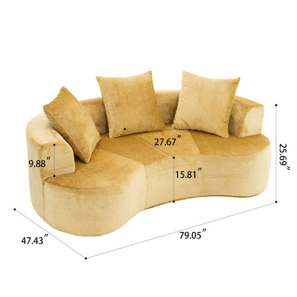 Modular Sectional Sofa With Chaise, Cloud Sectional Modern Sleeper Couch With Deep Seat, Sponge Compression Sofas - Yellow