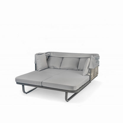 Outdoor Patio Daybed Rattan Daybed Outdoor Sunbed With Detachable Pillows For Patio, Backyard, Pool - Gray