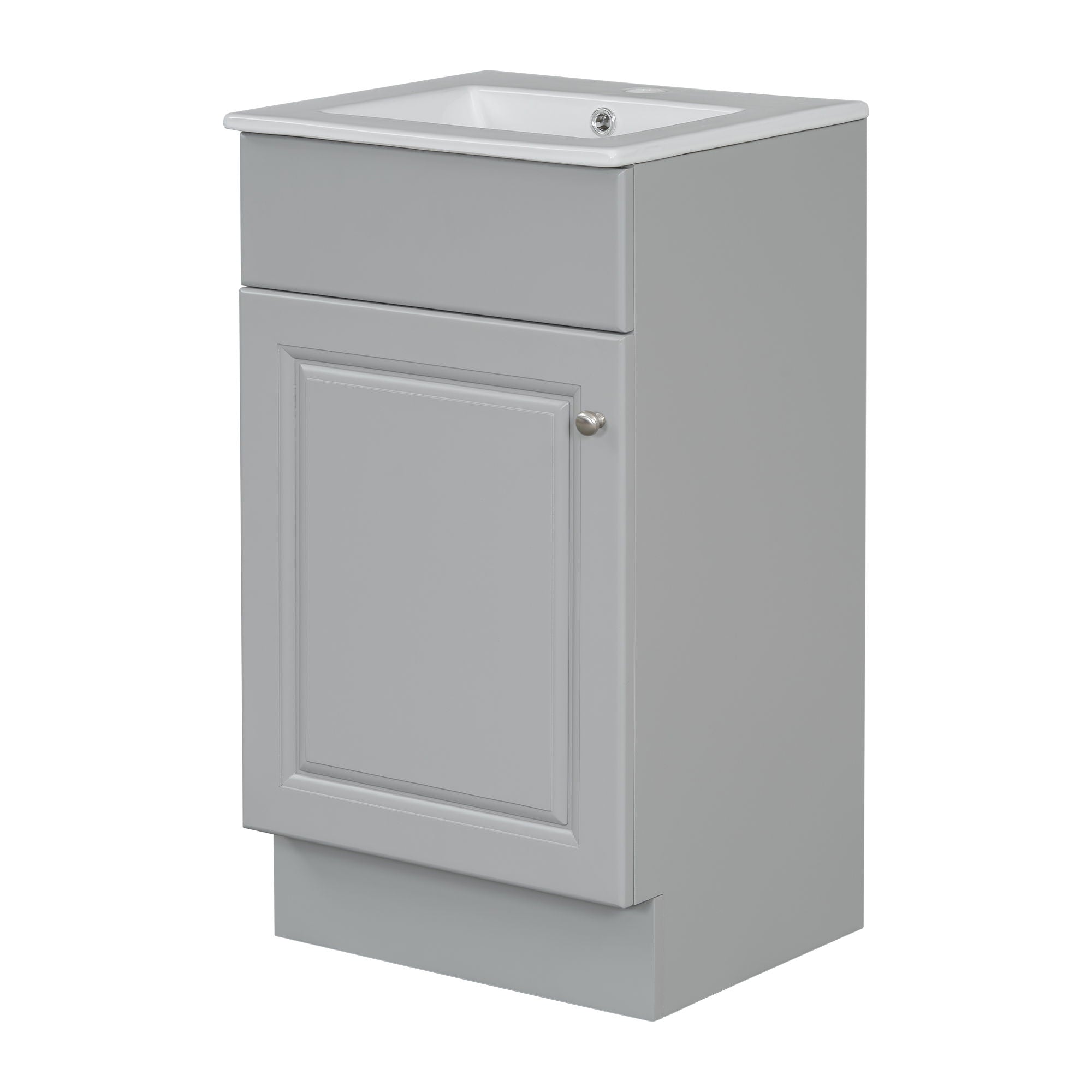 Bathroom Vanity With Sink, Vanity Cabinet With Door Shelf And Adjustable Shelf - Gray