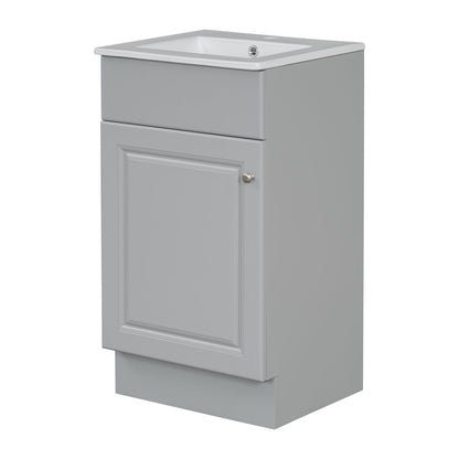 Bathroom Vanity With Sink, Vanity Cabinet With Door Shelf And Adjustable Shelf - Gray