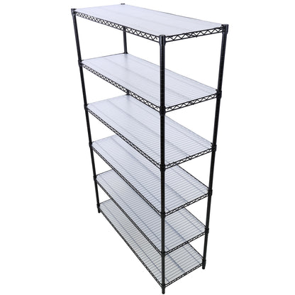 84" x 48" x 20" 6 Tier 6000Lbs Capacity Nsf Metal Shelf Wire Shelving Unit, Heavy Duty Adjustable Storage Rack With Wheels & Shelf Liners For Commercial Grade Utility Steel Storage Rack - Black