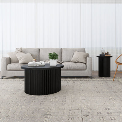 Coffee Table (Set of 2), Round Coffee Table, Modern Side Tables Accent End Table For Living Room - Black