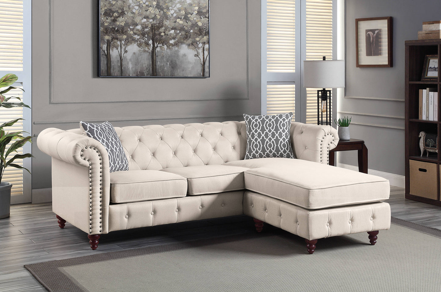 Waldina - Reversible Sectional Sofa - Beige
