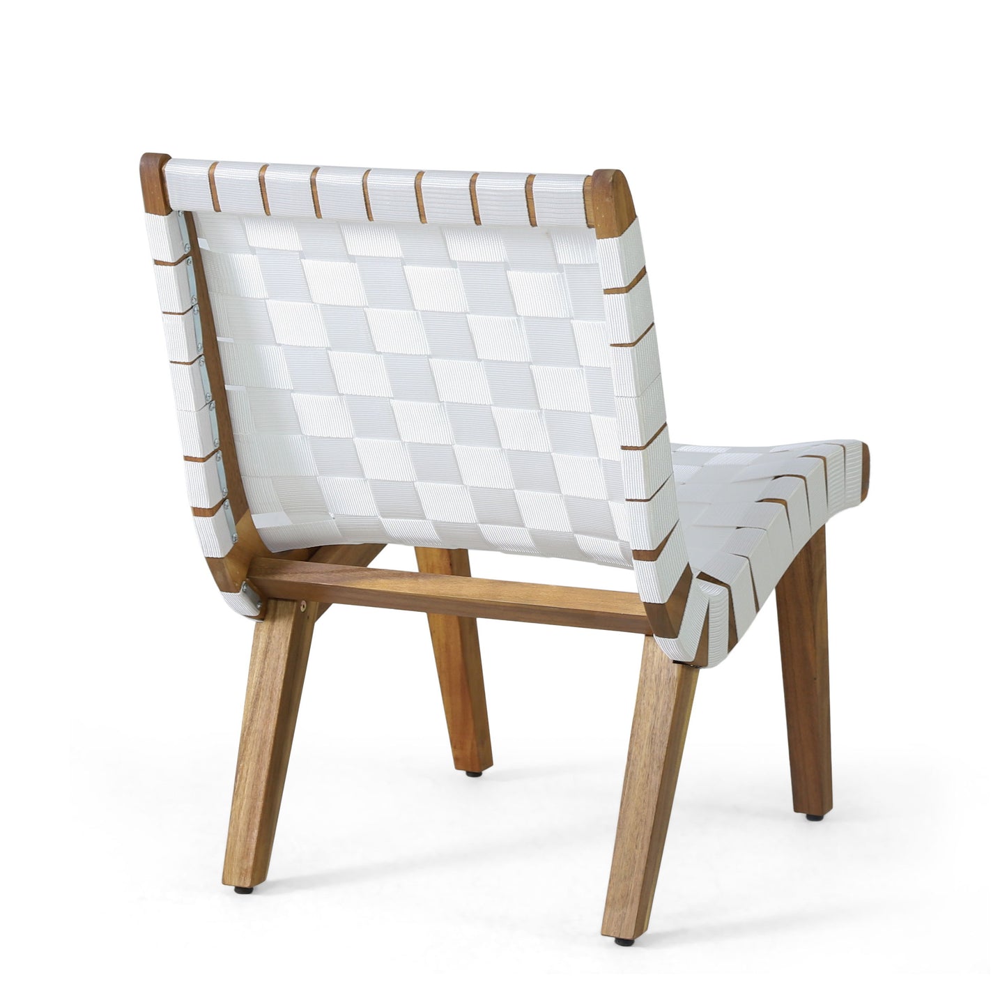 Outdoor And Rope Weave 3 Piece Chat Set - White / Teak
