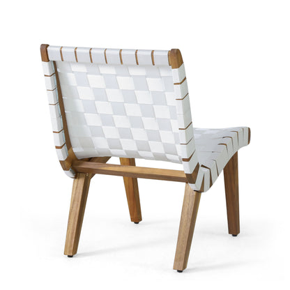 Outdoor And Rope Weave 3 Piece Chat Set - White / Teak