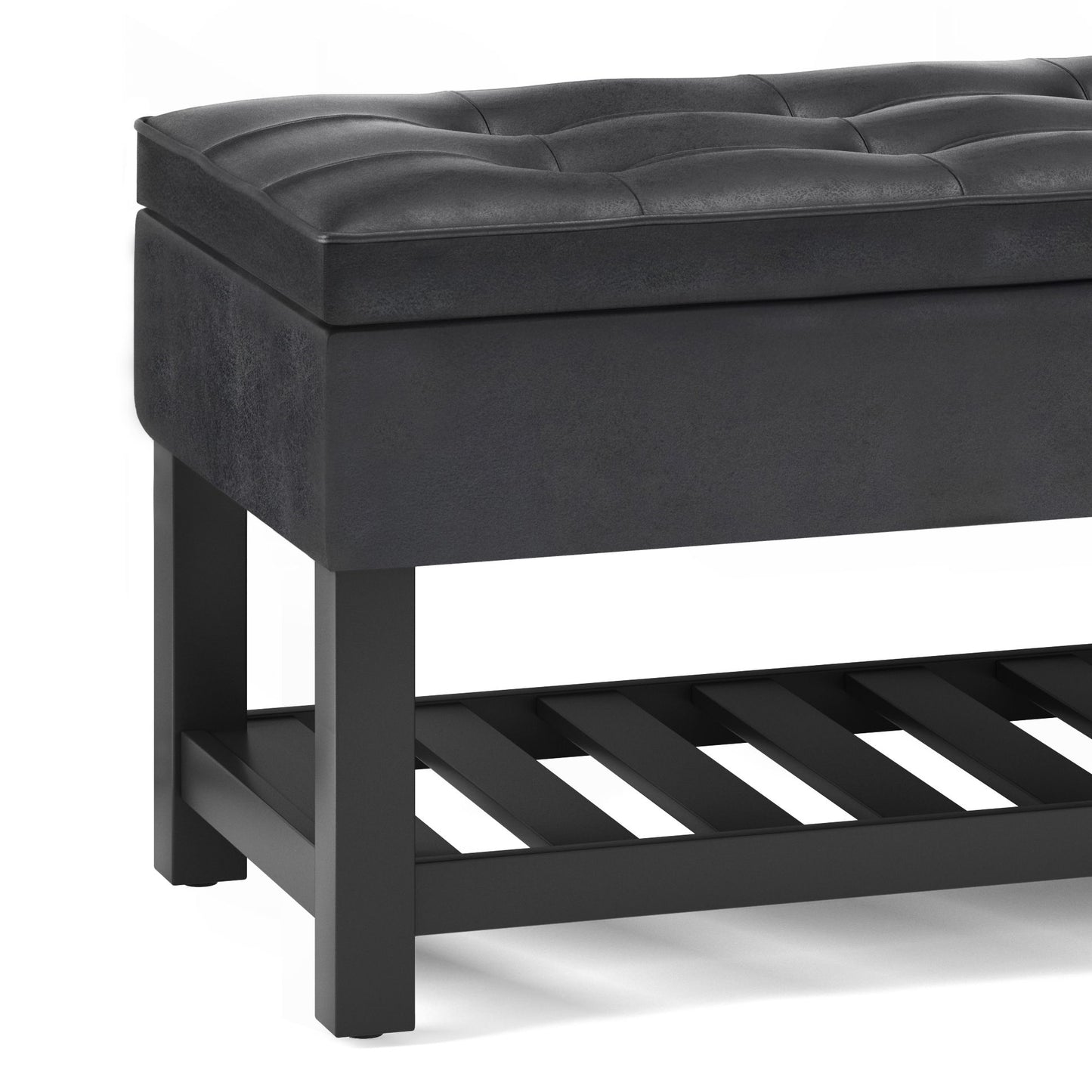 Cosmopolitan - Storage Ottoman Bench With Open Bottom - Distressed Black