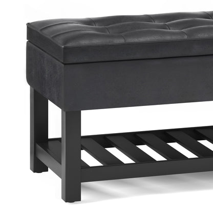 Cosmopolitan - Storage Ottoman Bench With Open Bottom - Distressed Black