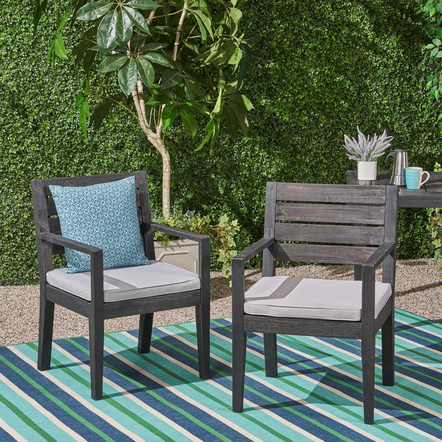 Outdoor Dining Chair (Set of 2) - Dark Gray / Light Gray - Dark Gray
